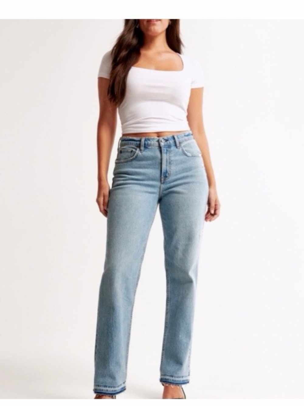 Abercrombie & Fitch Curve Love The 90s Straight Mid Rise Jeans